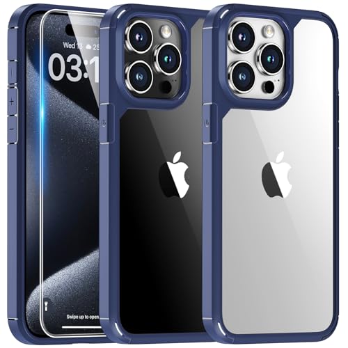 Coque bumper iPhone 15 Pro Max antichoc avec vitre de protection transparente