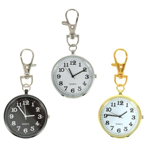 Llavero reloj bolsillo dial grande y claro con hebilla para colgar en cinturón