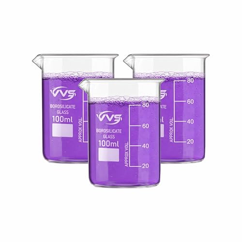 Image of VVS Borosilicate Glass Beaker 100ml pack of 3 of For School College with & Graduation Marks, Lab Laboratry and professional use