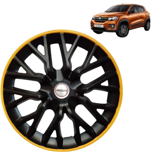 Image of Prigan KWID Black Yellow Wheel Cover 13 inch for -KWID (Set of 4 Pcs) (Press Fitting) Model- Gtline-BY-13