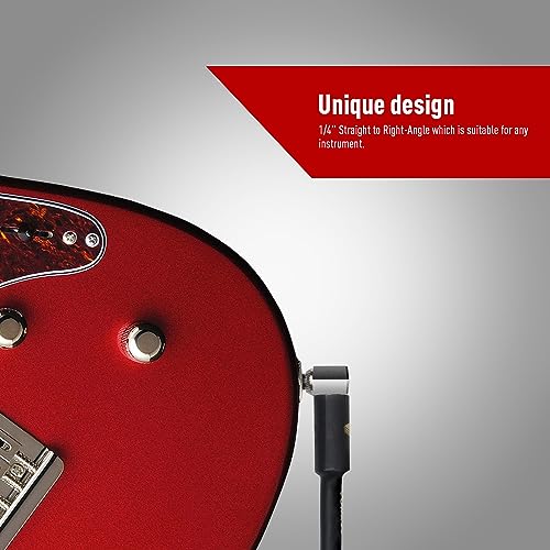 VOHALO Coil Guitar Cable 32 Feet/10M Instrument Coiled Curly Cord for Guitar Bass 1/4 inch Right Angle to Straight White
