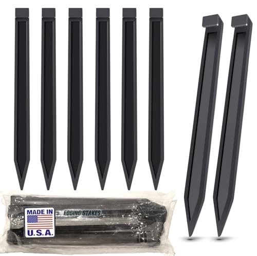 USA Made (25-Pack) Black Nylon Landscape Edging Anchoring Plastic Ground Stakes, 10-Inch Length - (Universal - Fits Most Brands EasyFlex Dimex Proflex) (25)