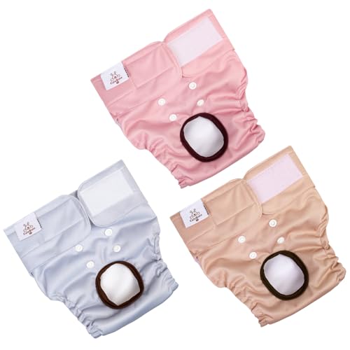 CuteBone Pañales lavables para perras, paquete de 3 pañales reutilizables para perrito, pantalones para el período de calor del perrito, para orinar, D61XS