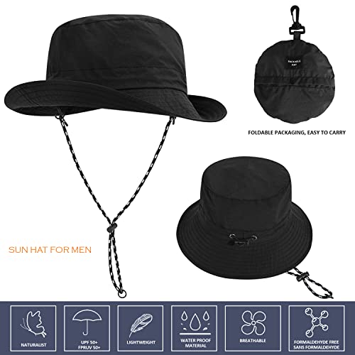 Outdoor Sun Hat Bucket Hats For Men, Summer Man Foldable Sun Protection Wide Brim Sun Hats Beach Hat Upf 50+ #TOP1