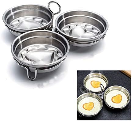 Stainless Steel Egg Poacher, 3-Cup Poached Egg Maker Cups, Nonstick Egg Steamer with Rack for Microwave Oven Stovetop Steamer image 4