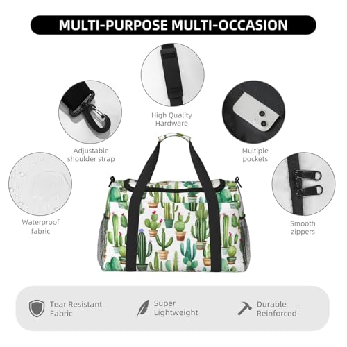 Sac de voyage motif cactus avec poignées ergonomiques solides - 5