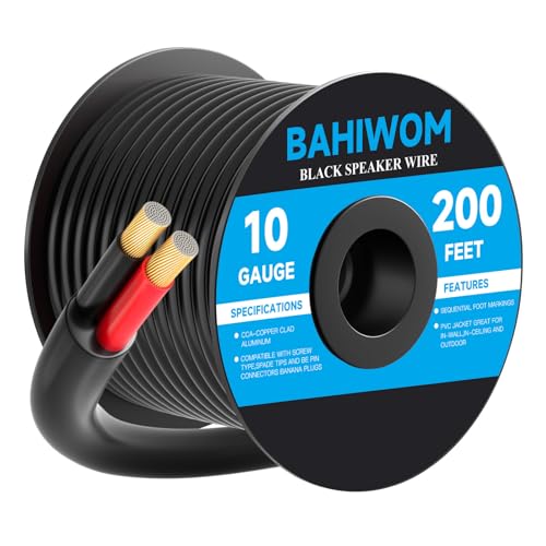 Cable de altavoz calibre 10 de 200 pies anticaídas de señal para música en jardín y hogar