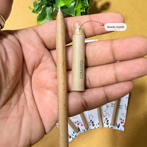 Image of Bombay Greens ; Sow, grow, eat, repeat 40 Plantable Seed Pens With Card Holder - Bio degradable Eco-Friendly Stationery for Corporate Gifting | Sustainable Gifts with Seeds - Pack of 40