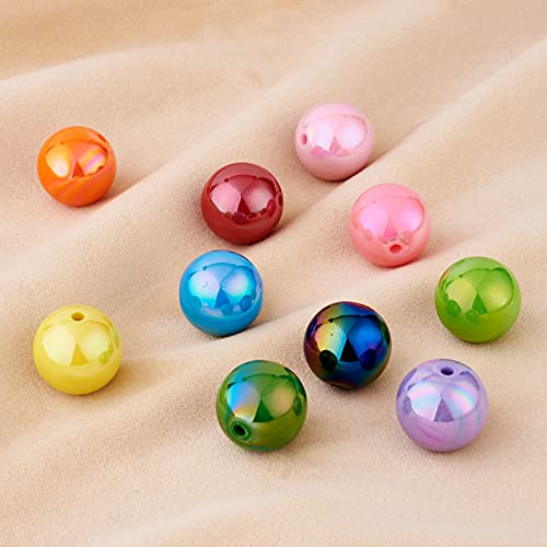 Cheriswelry 100Pcs 20Mm Solid Ab Color Acrylic Round Chunky Bubblegum Ball Beads Loose Colorful Gumball Spacer Beads For Rainbow Bracelet Necklace Jewelry Making Diy Craft Beads #TOP5