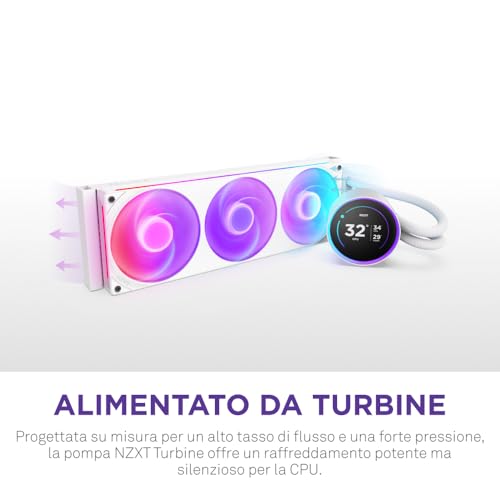 Nzxt Kraken Elite 360 Rgb - Aio Cpu Liquid Cooler - 360Mm Radiator - F360 Rgb Core Fan - Customizable 2.72" Ips Lcd Turbine Pump - Intel® Lga 1700, 1200/115X, 1851 - Amd® AM5, AM4 - White - 2