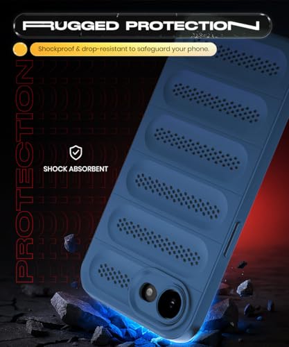 Image of WOW IMAGINE Ultimate Silicone Back Cover Case for iPhone 16e | iPhone 17e | Heat Dissipation Thin Soft TPU | 360 Camera Protection | Breathable Cooling Holes - Deep Blue