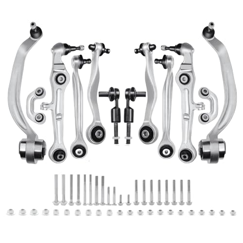Safety Recall 42L1 / Rear Axle Trailing Arm Lock Nut - 2020-2021 Audi 6 ALADICHE 12pcs Front Upper Lower Control Arm Outer Tie Rod End Sway Bar Link Suspension Kit Compatible with Audi B6 B7, A4 2000-2008, A4 Quattro 2000-2008
