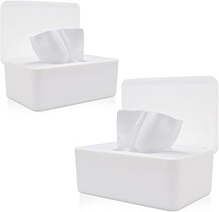 2 Pack Baby Wipes Dispenser, Refillable Wipes Dispenser Baby Wipes Case, LEQXGO Baby Wipe Holder for Fresh Wipes, Non-Slip Wipes Case, Refillable Wipe Container with Sealing Design Lid (2 White)