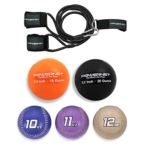 Powernet Arm Care Bundle | Baseball Softball Strength And Conditioning Powerbands + Plyo Balls + Weighted Baseballs | Rehab Throwing Injuries | Build Arm Strength #TOP7