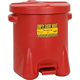 Eagle 937FL Oily Waste Polyethylene Safety Can with Foot Lever, 14 Gallon Capacity, Red