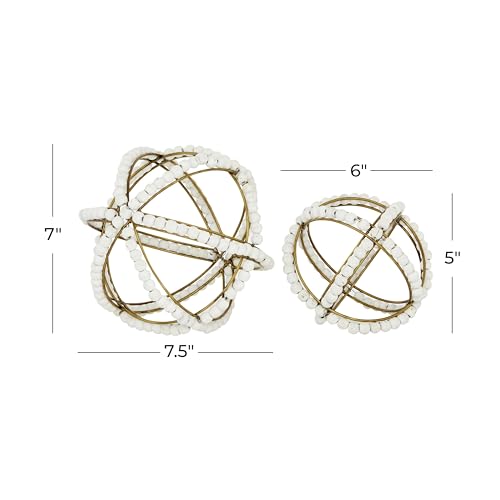 Esculturas decorativas de metal geométricas hechas a mano blancas, set de 2 miniatura 6