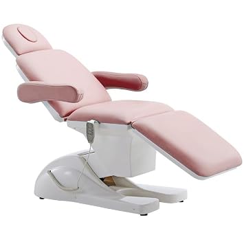 Electric Tattoo Chair, All-Purpose Reclining Spa Massage Chair Bed for Client, Professional Facial Beds for Esthetician, Beauty Spa Equipment, Adjustable Height, with Charging Socket,Pink