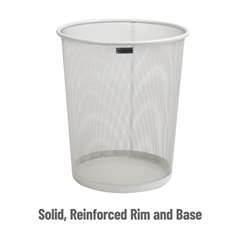Mind Reader Network Collection, Waste Paper Basket, 4.5 Gallon Capacity, Reinforced Solid Rim And Base, Metal Mesh, White #TOP3