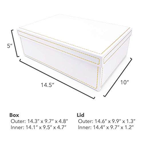 Oxfrd & Comma Luxury Gift Box, White With Gold Stitching, Large Rectangle #TOP5