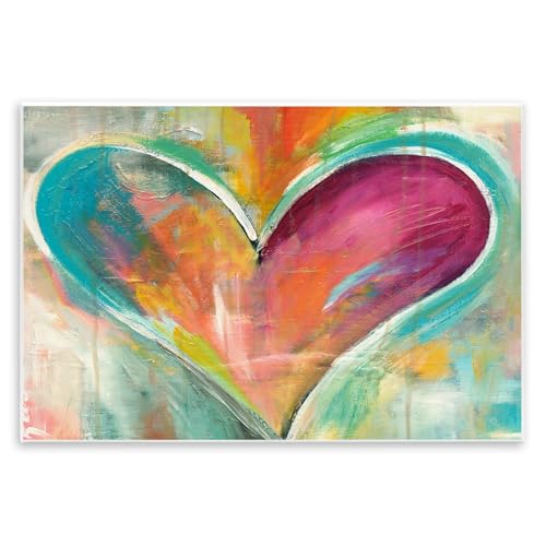 Stupell Industries Abstract Colorful Textural Heart Painting Wall...