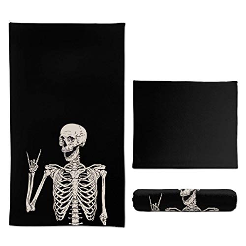 Ouqiuwa Soft Rock And Roll Skeleton Skull Boho Hippie Hand Towels 27.5X15.7 In Thin Bathroom Towel, Small Bath Cloth Decor Gifts Multipurpose For Bathroom Kitchen Gym Yoga #TOP1