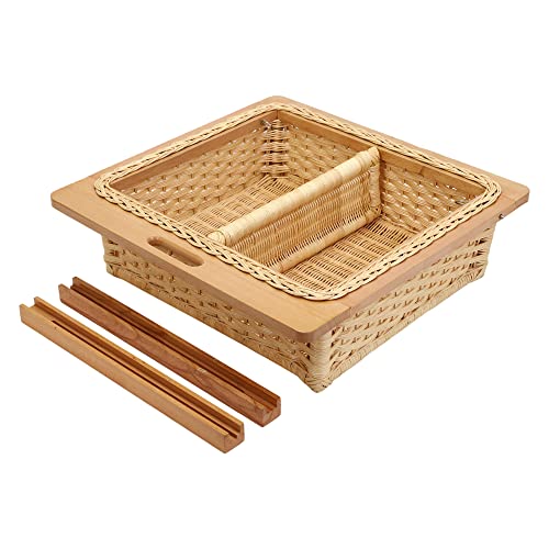 Image of Wicker Rectangular Basket For Modular Kitchen For Vegetables And Fruits Storage (Size: 22.25 W Inches Including Channel) (22.25 inch W X 20 inch L X 8 inch H(Single Partition)),Beige