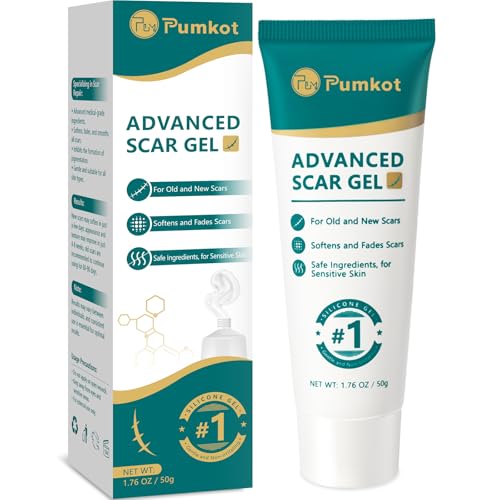 Pumkot Silicone Scar Gel, Advanced Scar Cream, Scar Stick for Surgical Scars, Stretch Marks, Keloid Bump Removal, Burns, Acne, Old and New Scars, 1.7 oz(50g)