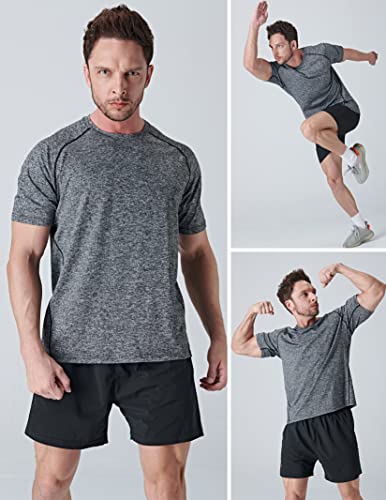 5 Pack Men’s Active Quick Dry Crew Neck T Shirts | Athletic Running Gym Workout Short Sleeve Tee Tops Bulk (Set 3, Large) #TOP7