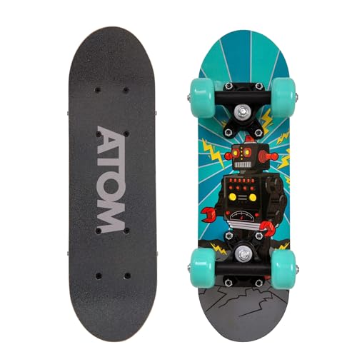 Atom 17' Skateboard | Skateboard für Anfänger oder Profis | Kinder- und Teenager-Skateboard aus Ahorn mit 3' PP-Achsen | Mini Cruiser Komplettboard | Geeignet für alle ab 5 Jahren