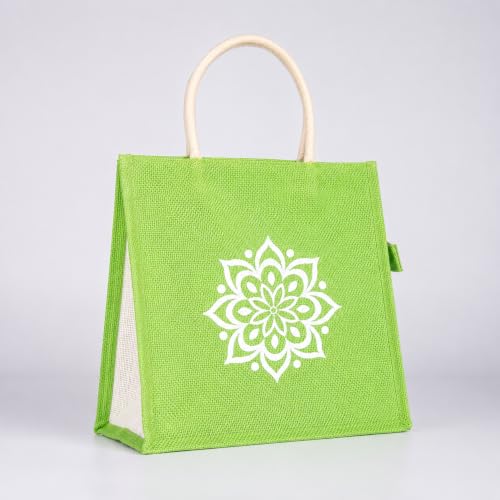 Image of Soman Jute Ecofriendly Return Gift Bags Rangoli Printed Colorful bags with Zip Pack of 10 Bags