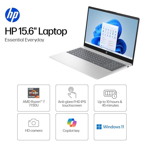 Image of HP Touchscreen Laptop, 680M AMD Ryzen 7 7730U(8-Cores, Beats i7-1355U) 32GB RAM 1TB SSD, 15.6 inch FHD IPS Display Win11 Pro WiFi6 Numeric Keypad Webcam w /GM Accessory Computer for Business and Gaming