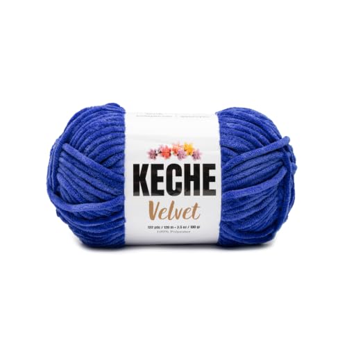 Image of Keche Yarn for Crocheting, Velvet Yarn, Soft Chenille Bulky Baby Blanket Amigurumi Yarn 100 gr (132 yds) - Royal Blue