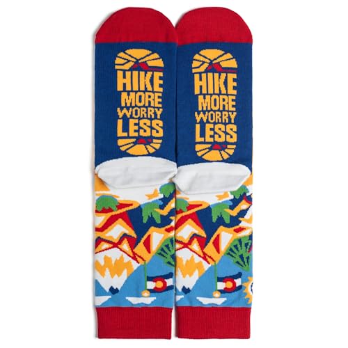 Lavley Hike More Worry Less Socks - Funny Hiking Socks for Men Who Love Trails and Nature - Gift for Campers and Outdoor Enthusiasts - One Size Fits Most - Thumbnail 3