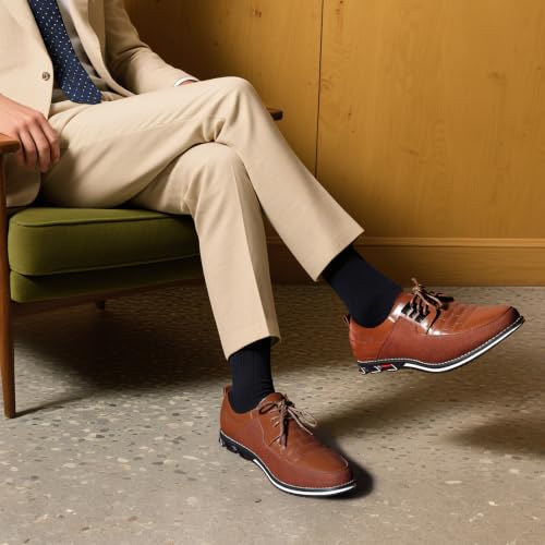 Image of Mens Dress Shoes Casual Business Oxford Derby Orthopedic Leather Shoes Simple Lace-up Walk Loafers Flats Shoes for Men