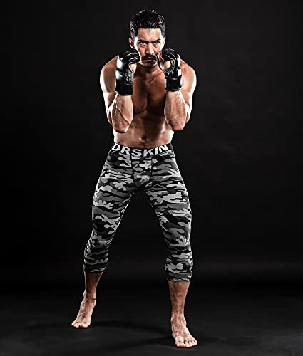 Drskin 3 Pack Men’s 3/4 Compression Pants Tights Leggings Sports Baselayer Running Workout Active Yoga Dry Shorts (Line (Mbb809+Mgy810+Mre811), M) #TOP5