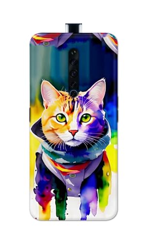 Image of Printed Hard Back Cover for Oppo Reno2 Z Back Cover (Coloured Cat) -190724(EA)