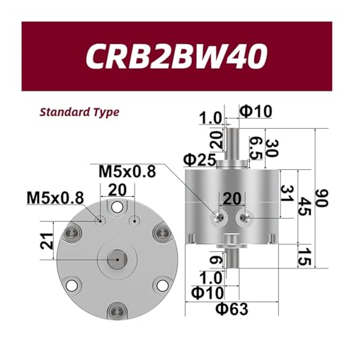 Actionneur rotatif pneumatique CRB2BW 10 20 30 40 angle réglable cylindre