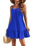 Halife Swimsuit Coverup for Women 2026 Vacation Beach Cover Ups Spaghetti Straps Bathing Suit Cover Up Sundress Royal Blue S