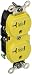 Leviton WBR20-Y 20-Amp, 125-Volt, Wide Body Duplex Receptacle, Straight Blade, Industrial Grade, Self Grounding, Weather Resistant, Yellow