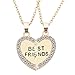 MJARTORIA 2pcs collier chaîne femme meilleurs amis gravure panda dauphin pingouin coeur partenaire pendentif chaînes d'amitié couleur argent avec strass