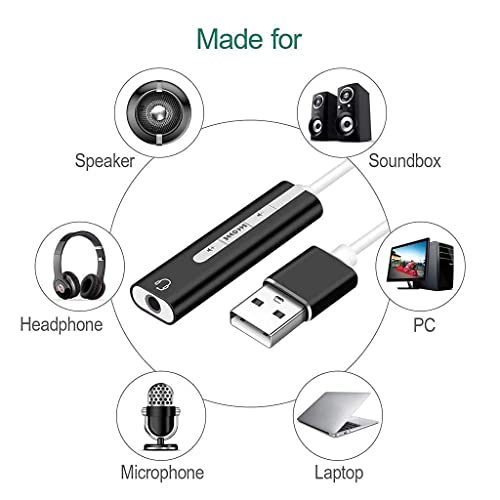 Image of USB Sound Card for Laptop PC with Hi-Fi Magic Voice 7.1CH Audio Card Adapter, USB to Jack 3.5mm Earphone Microphone Speaker (Multicolor)