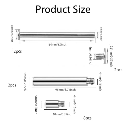 2 Pack Chicago Screws and 12 PCS Scrapbook Extension Posts - Album Binding Posts Replacement for Refillable Photo Albums, Scrapbooks, and DIY Craft Pages