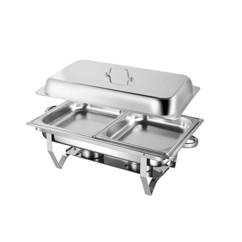 scaldavivande Scaldavivande for Buffet Scaldavivande Set da Buffet con Diverse padelle for scaldavivande combinati Eventi e Matrimoni Cucina(Silver,Double Compartment)