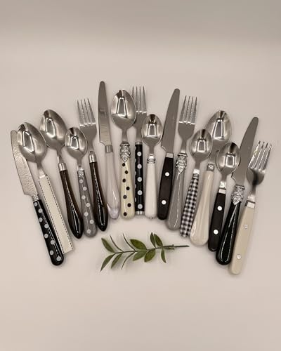 Image of Gypsy Color Eclectic Black & White Mix & Match Stainless Steel Flatware Collection, Set of 16