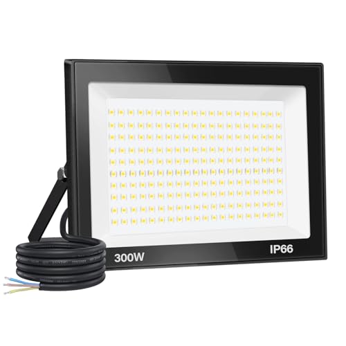 led strahler außen 300W Superhell Außenstrahler,3000K Warmweiß IP66 Wasserdicht LED Fluter 30000LM Flutlicht led aussenstrahler LED Außenstrahler...