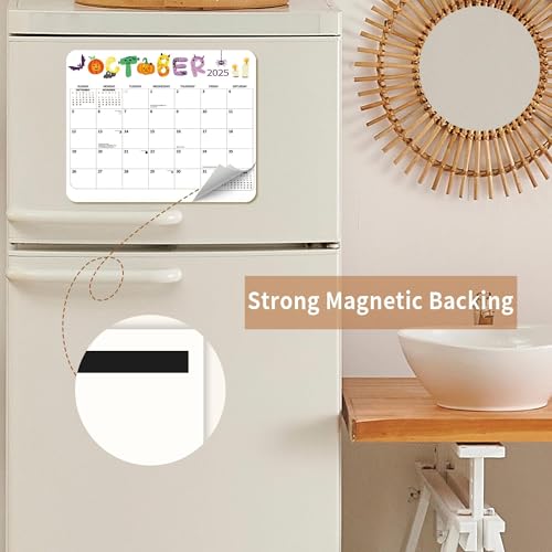 Calendário magnético 2025 para geladeira, calendário magnético mensal de parede de geladeira de jane