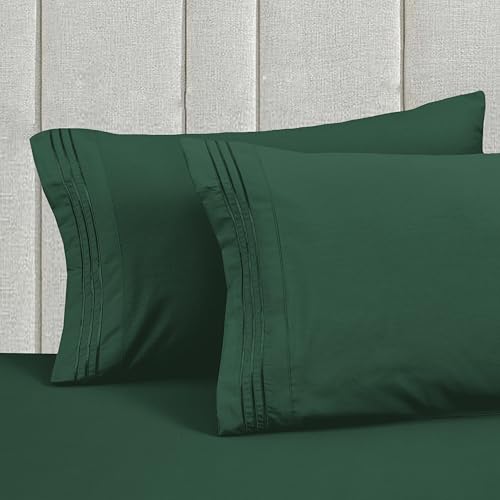 Image of Mocassi Luxury 6-Piece Sheet Set, Ultra Soft 1800 Premium Hotel Quality Microfiber Sheet Set, Fits Mattresses Up to 18 to 24 Inches Extra Deep Pocket- Breathable and Secure Fit, Cal King, Hunter Green