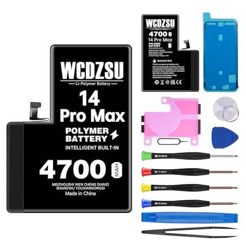 WCDZSU Battery Replacement for iPhone 14 Pro Max 4700mAh No Pop-up Unknown Part Warning High Capacity 0 Cycle for iPhone 14 Pro Max with Full Tool Kit Model A2651 A2893 A2894 A2895 A2896