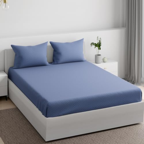 Image of Wakefit 100% Cotton 160 TC Flat Printed Bedsheet, Amara King Size (104x104 Inches) / (2.64m*2.64m) with 2 Pillow Covers Amara, King