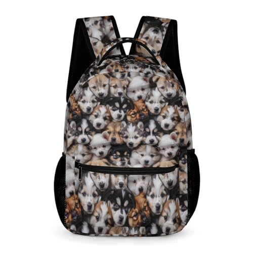 KOYI Dog Backpack for Kids, Realistic Cute Puppy Dog School Backpack, Dog Backpack for School & Travel, Kids Dog Print Backpack, Elementary Boys Girls School Backpack, 16.5 Inch